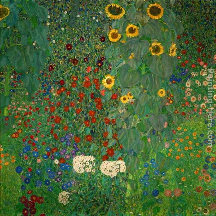 Gustav Klimt Farm Garden with Sunflowers